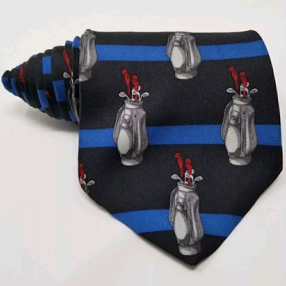 Hunters Bay Blue & Black Striped Golf Classic Tie